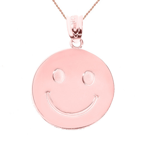 Rose Gold Smiley Face Disc Pendant