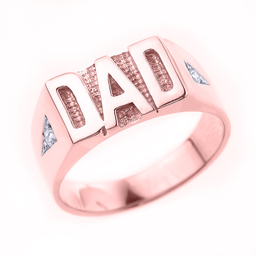 Rose Gold Diamond "DAD" Men's Ring