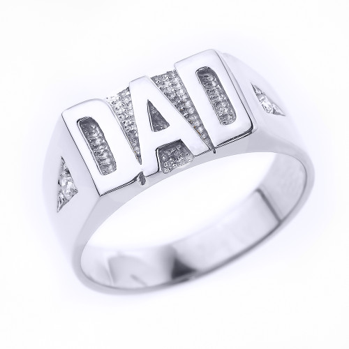 Sterling Silver Diamond "DAD" Men's Ring