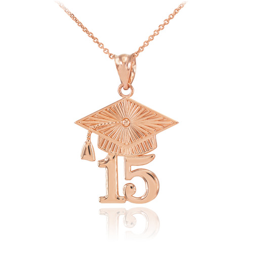 Rose Gold 2015 Class Graduation Pendant Necklace