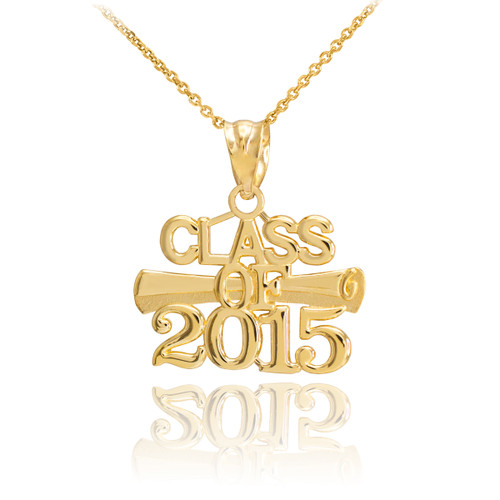 Gold "CLASS OF 2015" Graduation Charm Pendant Necklace