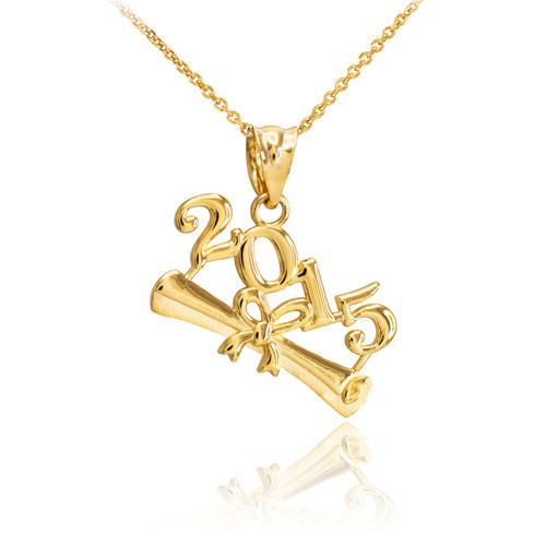 2015 Class Graduation Gold Pendant Necklace