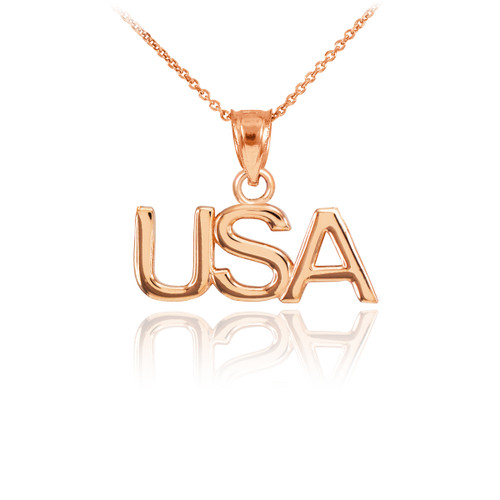 Rose Gold USA Pendant Necklace