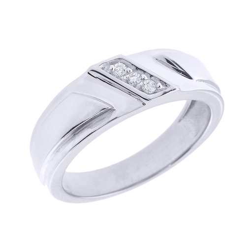 Sterling Silver Men's Diamond Wedding  Band