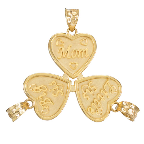 3pc Gold 'Mom' 'Big Sis' 'Little Sis' Heart Pendant Set