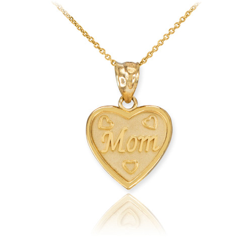 Gold 'MOM' Heart Pendant Necklace
