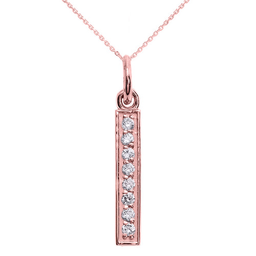 14k Rose Gold Vertical Bar Diamond Necklace