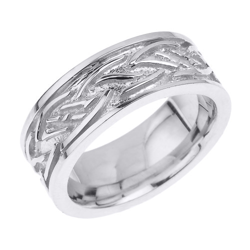 Sterling Silver Comfort Fit Celtic Knot Men's Band