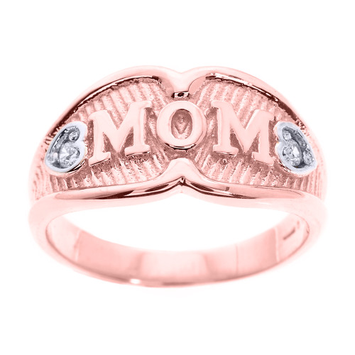 Rose Gold "MOM" Diamond Ring