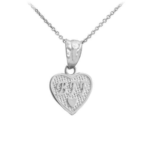 White Gold 'BFF' Heart Charm Necklace