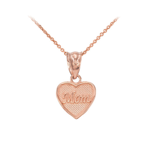 Rose Gold 'Mom' Heart Charm Necklace
