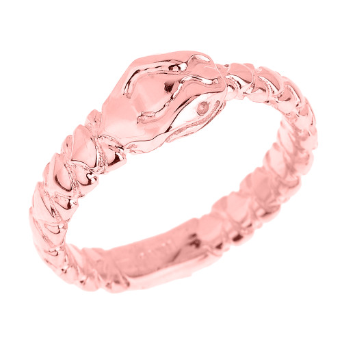 Solid Rose Gold Unisex Ouroboros Snake Thumb Ring (7 mm Head)