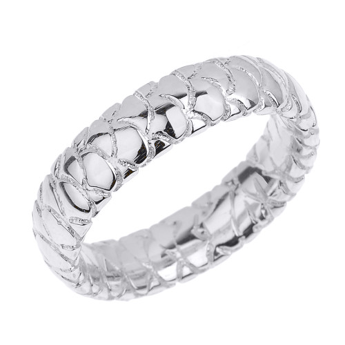 Sterling Silver 5.5 MM Textured Unisex Thumb Ring