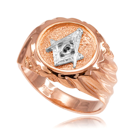 Rose Gold Masonic Men's Ring