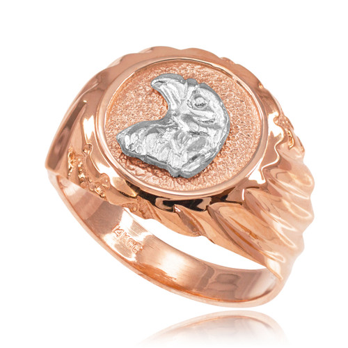 Rose Gold Eagle Head Men's Ring