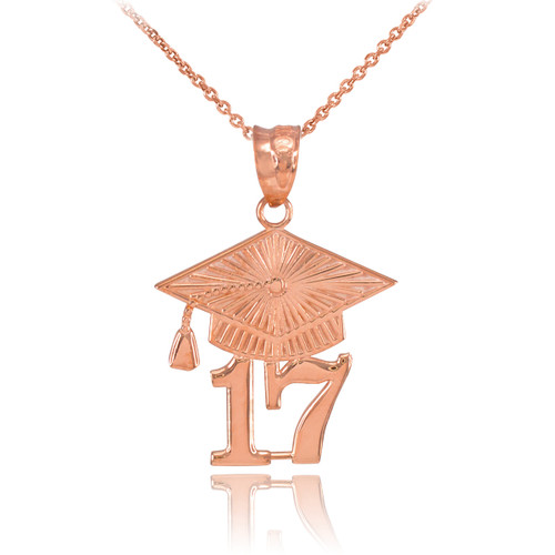 Rose Gold 2017 Class Graduation Pendant Necklace