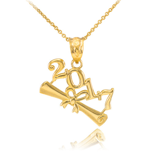 2017 Class Graduation Gold Pendant Necklace