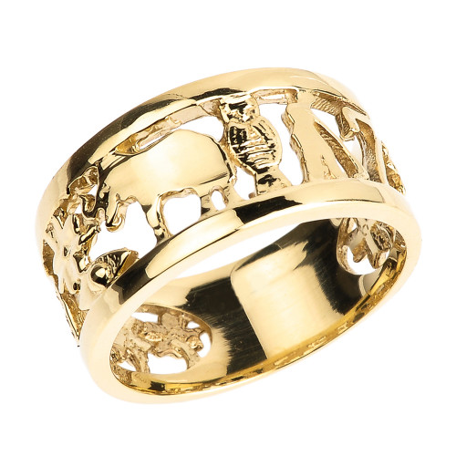 Solid Yellow Gold Unisex Lucky Ring