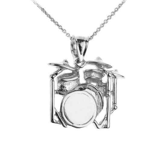 Sterling Silver Drum Set Pendant Necklace