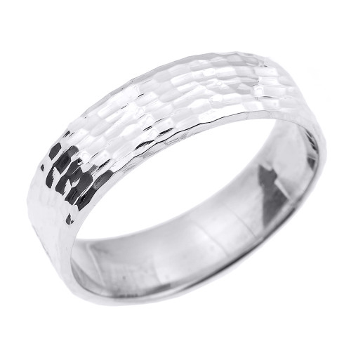 Sterling Silver Hammered Unisex Thumb  Ring 7.0 MM