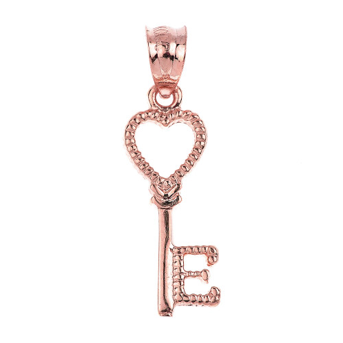 Rose Gold Heart Key Pendant Necklace