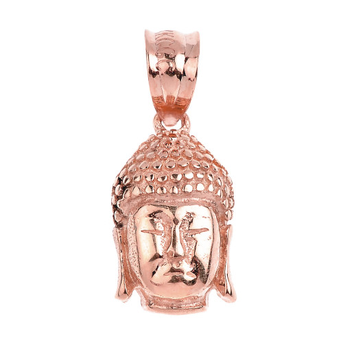 Buddha Head Pendant Necklace in Rose Gold