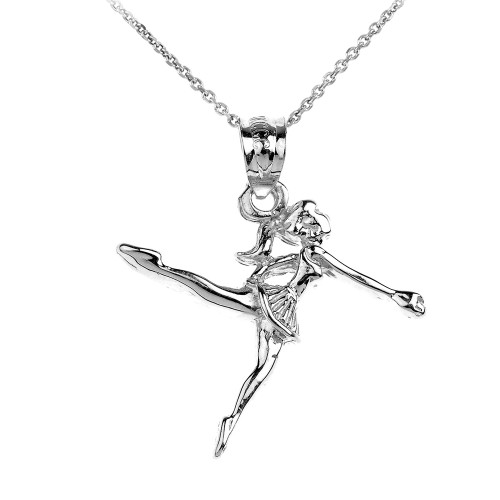 White Gold Ballerina Dancer Pendant Necklace