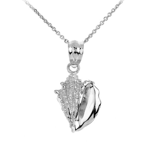 Sterling Silver Seashell Charm Pendant Necklace