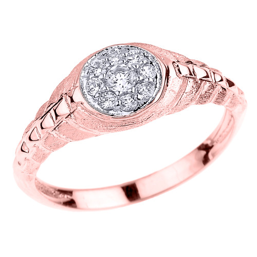 Rose Gold Watchband Design Diamond Studded Unisex Ring