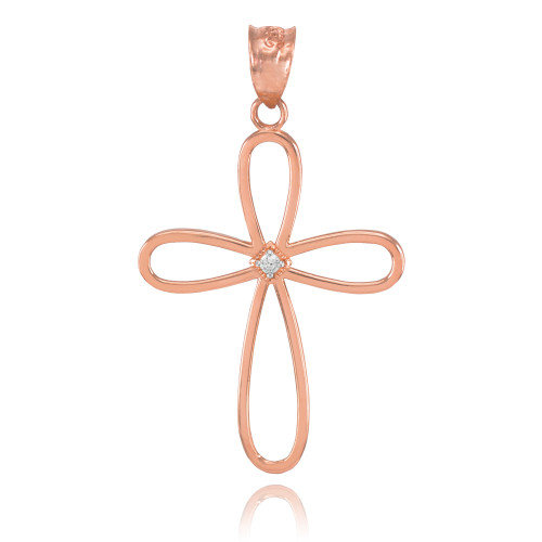 Rose Gold Dainty Open Cross Diamond Pendant