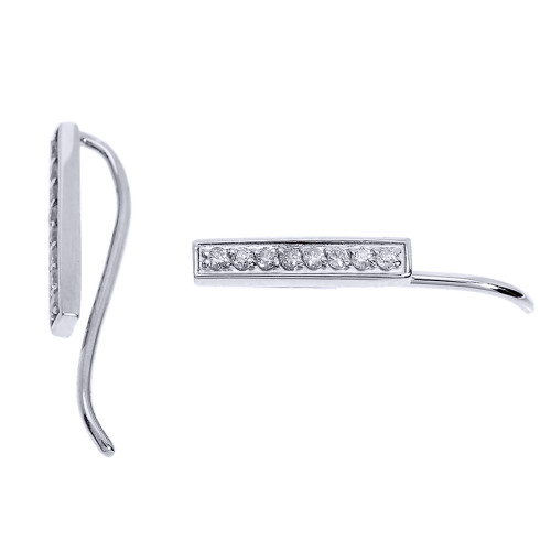 14k White Gold Diamond Bar Ear Cuffs