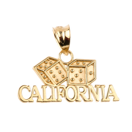 Gold CALIFORNIA Dice Pendant Necklace