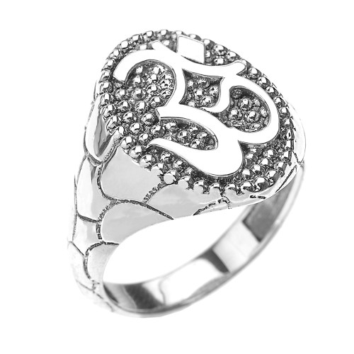 Sterling Silver Nugget Band Om/Ohm Men's Ring