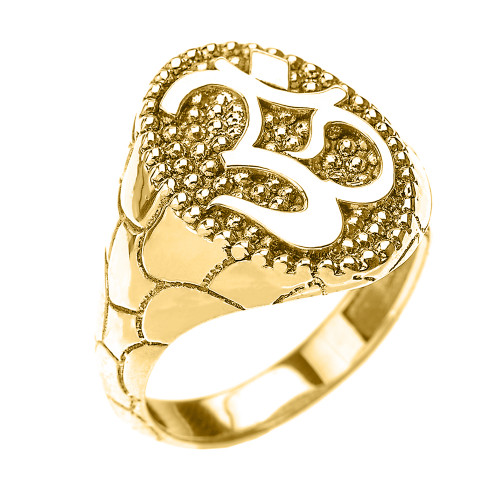 Yellow Gold Nugget Band Om/Ohm Men's Ring
