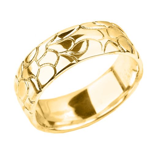 Yellow Gold Nugget Wedding Band - 7 MM