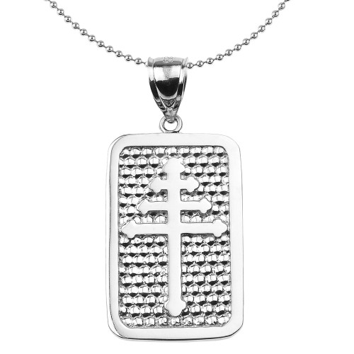 Sterling Silver Maronite Cross Engravable Pendant Necklace