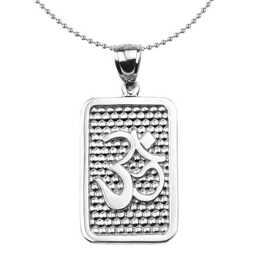 Sterling Silver Om/Ohm Engravable Pendant Necklace