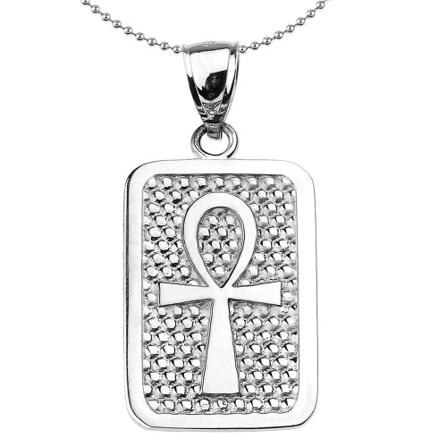 Sterling Silver Egyptian Ankh Cross Engravable Pendant Necklace