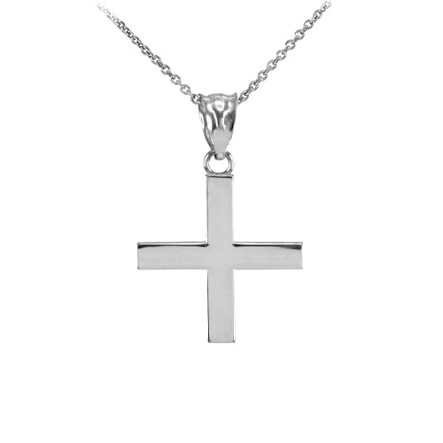 White Gold Greek Cross Charm Necklace