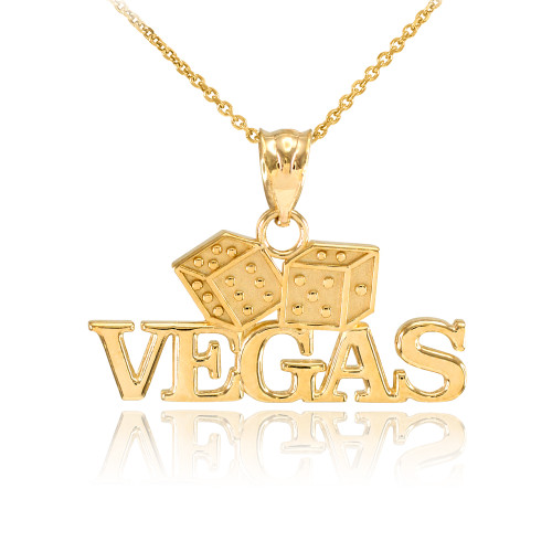 Gold VEGAS Dice Pendant Necklace