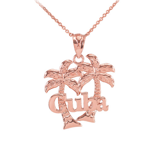 Rose Gold Cuba Palm Tree Pendant Necklace