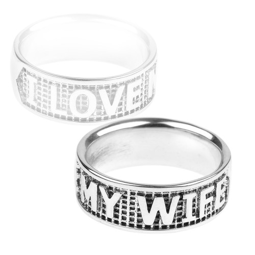 Sterling Silver "I LOVE MY WIFE" Statement Band Ring