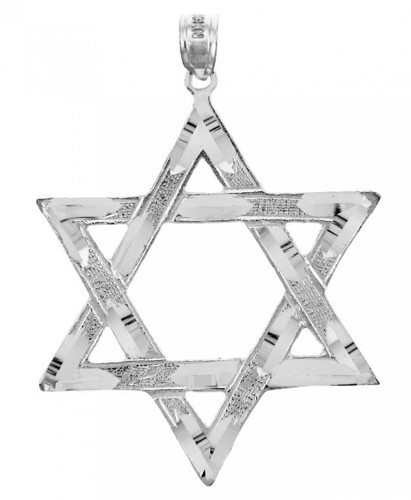 Jewish Charms and Pendants - Large White Gold Star of David Pendant