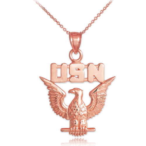Rose Gold US Navy Pendant Necklace