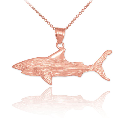 Rose Gold Shark Textured Pendant Necklace