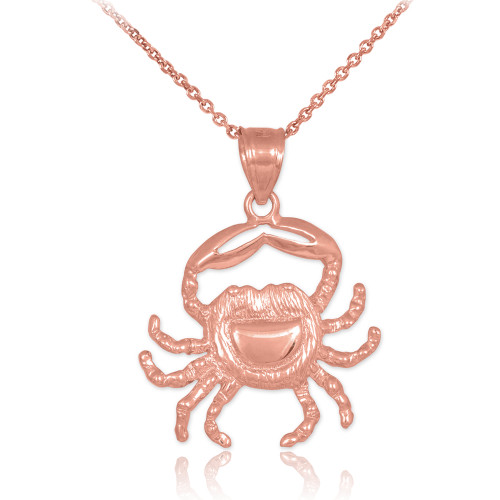 Rose Gold Crab Charm Pendant Necklace