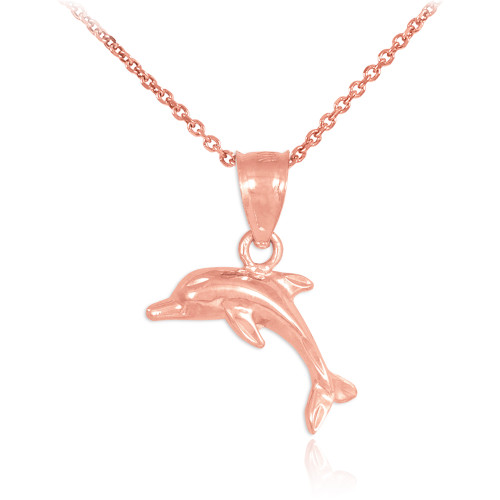 Rose Gold Dolphin Charm Pendant Necklace