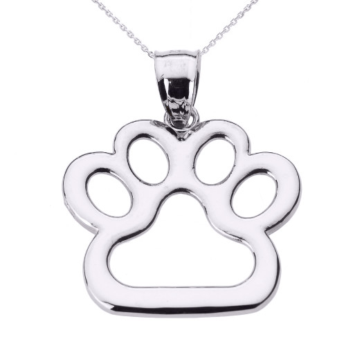 Sterling Silver Dog Paw Print Pendant Necklace