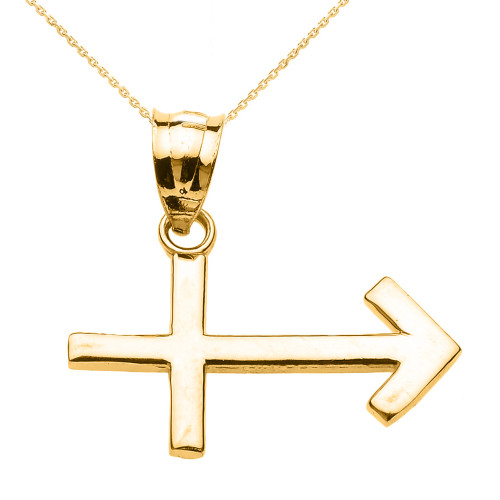 Yellow Gold Sagittarius December Zodiac Sign Pendant Necklace