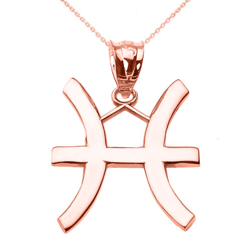 Rose Gold Pisces March Zodiac Sign Pendant Necklace